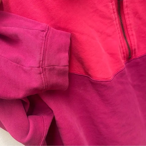 Natural Life Large Jess Colorblock Sweatshirt in Hot Pink Half-Zip Top - Picture 6 of 10
